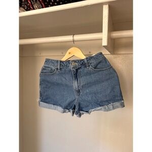 Hollister Ultra High-Rise Mom Shorts Medium Wash Denim Rolled Hem Size 4 W27